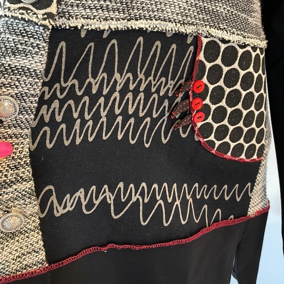 Zoe by Michael Phillips Canada multi textured pattern block cardigan relaxed Med - Picture 9 of 13